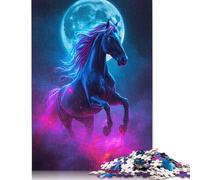 500 Piece Neon Horse with Moon Jigsaw Puzzles for Adult Teenagers Puzzle for Adults And Teenager Jigsaw Puzzles for Adults 500pcs (52x38cm)