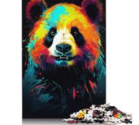 500 Piece Neon Panda Creative Square Jigsaw Puzzles for Adults & Wooden Puzzles Educational Toys 500pcs (52x38cm)