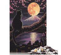 500 Piece Night In Japan Square Puzzle for Adults, Wooden Puzzles Puzzle Hands-on Game 500pcs (52x38cm)