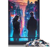 500 Piece Night Twilight for Lovers Square Puzzle for Adults, Wooden Puzzles Puzzle Hands-on Game 500pcs (52x38cm)