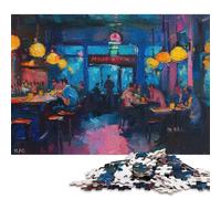 500 Piece Nighttime Bar Scene Square Puzzle for Adults Wooden Puzzles Educational Puzzle Family Game 500pcs (52x38cm)