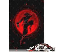 500 Piece Ninja Warrior in Red And Black Square Jigsaw Puzzles for Adults & Wooden Puzzles Learning Educational Toys Family Games 500pcs (52x38cm)