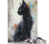 500 Piece Noir Feline Elegance Jigsaw Puzzle for Adult Teenagers Puzzle Jigsaws for Adults for Adults& Teens Age 12 Years Up 500pcs (52x38cm)