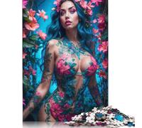 500 Piece Nude Flower Fashion Girl Jigsaw Square Puzzle for Adults & Wooden Puzzles Educational Game Challenge Toy 500pcs (52x38cm)