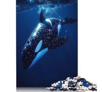 500 Piece Ocean Orca Whale Killer Square Jigsaw Puzzles for Adults, Wooden Puzzles Educational Game for Children 500pcs (52x38cm)
