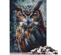 500 Piece Oil Paint Owl Portrait Jigsaw Puzzles for Adult Teenagers Puzzles Wooden Puzzles Family Fun Jigsaws Puzzles 500pcs (52x38cm)