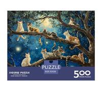 500 Piece Oil Painting Cat Creative Square Jigsaw Puzzles for Adults And Wooden Puzzles Educational Game for Adult 500pcs (52x38cm)