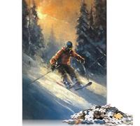 500 Piece Oil Painting of A Skier Jigsaw Puzzlesfor Adults Teenagers Puzzles Sustainable Puzzle for Adults | Games 500pcs (52x38cm)