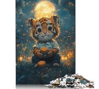 500 Piece Oil_painting Tiger Jigsaw Puzzles for Adult Teenagers Wooden Puzzles For Family Fun & Game Night 500pcs (52x38cm)