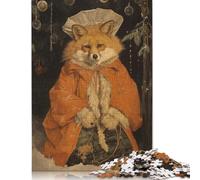 500 Piece Old Classic Fox Xmas Jigsaws for Adults Wood Puzzle Jigsaws Educational Game Challenge Toy 500pcs (52x38cm)