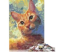 500 Piece 'Orange Tabby Cat Portrait Creative Square Jigsaw Puzzles for Adults And Wooden Puzzles Educational Game for Adult 500pcs (52x38cm)