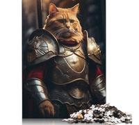 500 Piece Orange Tabby Cat Warrior Creative Square Jigsaw Puzzles for Adults & Wooden Puzzles Educational Toys 500pcs (52x38cm)