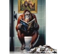 500 Piece Orangutan on The Toilet Jigsaw Puzzles for Adults Teenagers Puzzles for Adults & Teenager Relax Puzzles Games 500pcs (52x38cm)