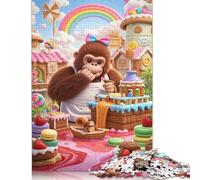 500 Piece Orangutan Square Jigsaw Puzzles for Adults, Wooden Puzzles Learning Educational Toy 500pcs (52x38cm)