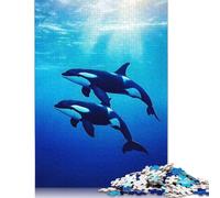 500 Piece Orcas Swimming Underwater Jigsaw Puzzles for Adult Puzzle Jigsaws for Adults Age 14+ 500pcs (52x38cm)