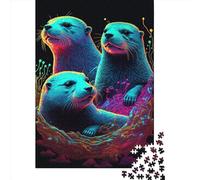 500 Piece Otter Neon5 Puzzles for Adults & Wooden Puzzles Educational Puzzle Family Game 500pcs (52x38cm)