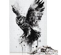 500 Piece Owl Black And White Creative Square Jigsaw Puzzles for Adults & Wooden Puzzles Educational Toys 500pcs (52x38cm)