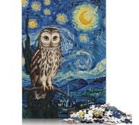500 Piece Owl in Starry Night Style Jigsaw Puzzlesfor Adults Teenagers Puzzles Wooden Puzzles Brain Teaser Puzzle 500pcs (52x38cm)