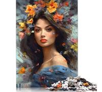 500 Piece Painted European Woman Creative Square Jigsaw Puzzles for Adults & Wooden Puzzles Educational Toys 500pcs (52x38cm)