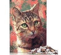 500 Piece 'Painted Tabby Cat Portrait Puzzles for Adults Wooden Puzzles Educational Games For Kids 500pcs (52x38cm)