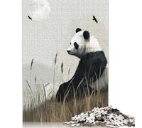 500 Piece Panda in Tall Grass Jigsaw Puzzles for Adult Teenagers Puzzles Wooden Puzzles Family Fun Jigsaws Puzzles 500pcs (52x38cm)