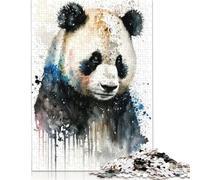500 Piece Panda in Watercolor Creative Square Jigsaw Puzzles for Adults & Wooden Puzzles Stress Relief Puzzle Games And Unique 500pcs (52x38cm)