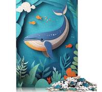 500 Piece Papercraft Whale Creative Square Jigsaw Puzzles for Adults & Wooden Puzzles Stress Relief Puzzle Games And Unique 500pcs (52x38cm)