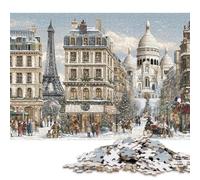 500 Piece Paris in Winter Glow Square Puzzles for Adults And Wooden Puzzles Family Activity 500pcs (52x38cm)