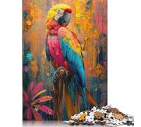 500 Piece Parrot Oil Painting Square Puzzles for Adults And Wooden Puzzles Family Activity 500pcs (52x38cm)