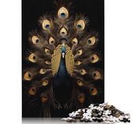 500 Piece Peacock Gold Dark Adult Jigsaw Puzzle Puzzle Jigsaws for Adults Teenagers Age 12+ 500pcs (52x38cm)