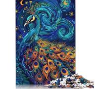 500 Piece Peacock in Starry Night Style Jigsaw Puzzles for Adult Teenagers Puzzle Jigsaws for Adults Jigsaw Puzzles for Adults 500pcs (52x38cm)