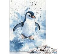 500 Piece Penguin Watercolor Painting Jigsaw Puzzlesfor Adults Teenagers Wooden Puzzle Adult Jigsaw Puzzle Sustainable Puzzle for Adults | Games 500pcs (52x38cm)