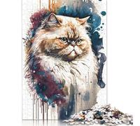 500 Piece Persian Cat Watercolor Adult Puzzles Puzzle for Adults And Teenager Jigsaw Puzzles for Adults Educational Game Challenge Toy 500pcs (52x38cm)