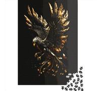 500 Piece Phoenix Black Gold Puzzles for Adults Wooden Puzzles Educational Game for Children As A 500pcs (52x38cm)