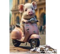 500 Piece Piglet Riding Vespa Jigsaw Puzzlesfor Adults Teenagers Puzzles Jigsaw Puzzles for Adult 500pcs (52x38cm)