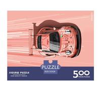 500 Piece Pink Pig Race Car Jigsaw Square Puzzle for Adults & Wooden Puzzles Educational Game Challenge Toy 500pcs (52x38cm)