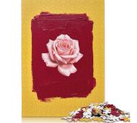 500 Piece Pink Rose on Red And Yellow Jigsaw Puzzles for Adult Teenagers Puzzle Jigsaws for Adults Jigsaw Puzzles for Adults 500pcs (52x38cm)