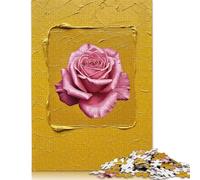 500 Piece Pink Rose on Textured Yellow Background Jigsaw Puzzle for Adult Teenagers Puzzle Jigsaws for Adults Teenagers Age 14+ 500pcs (52x38cm)