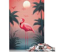 500 Piece Pink Tropical Flamingo 02 Square Puzzles for Adults, Wooden Puzzles Toy Wall Decor 500pcs (52x38cm)