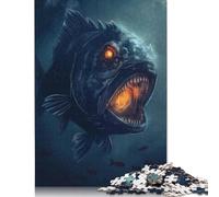 500 Piece Piranha Evil Scary Horror Jigsaw Puzzlesfor Adults Teenagers Wooden Puzzle Jigsaws for Adults Educational Game Challenge Toy 500pcs (52x38cm)