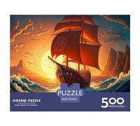 500 Piece Pirate Boat Puzzles for Adults Wooden Puzzles Educational Game for Children As A 500pcs (52x38cm)