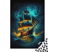 500 Piece Pirate Ship3 Square Jigsaw Puzzles for Adults, Wooden Puzzles Educational Game for Children 500pcs (52x38cm)