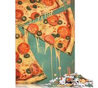 500 Piece Pizza Vintage Poster Retro Creative Square Jigsaw Puzzles for Adults & Wooden Puzzles Educational Toys 500pcs (52x38cm)