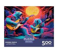 500 Piece Polar Bear Guitar Square Jigsaw Puzzles for Adults & Wooden Puzzles Learning Educational Toys Family Games 500pcs (52x38cm)