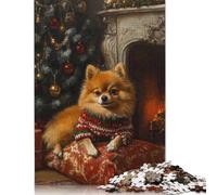 500 Piece Pomeranian Christmas Portrait Cute Christmas Dog Art Jigsaw Puzzlesfor Adults Teenagers Puzzles for Adults& Teenagers Age 12 Years Up 500pcs (52x38cm)