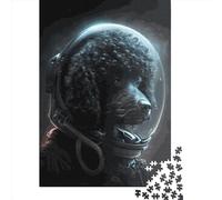 500 Piece Poodle Astronaut Square Puzzles for Adults, Wooden Puzzles Family Entertainment Toys 500pcs (52x38cm)