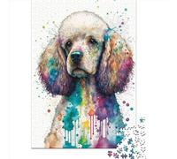 500 Piece Poodle in Watercolor Art Creative Square Jigsaw Puzzles for Adults And Wooden Puzzles Educational Game for Adult 500pcs (52x38cm)
