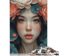 500 Piece Portrait of Petals Square Puzzles for Adults And Wooden Puzzles Family Activity 500pcs (52x38cm)
