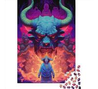 500 Piece Psychedelic Ox Square Jigsaw Puzzles for Adults, Wooden Puzzles Learning Educational Toy 500pcs (52x38cm)