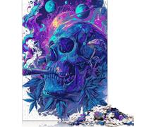 500 Piece Psychedelic Skull Art Square Puzzles for Adults And Wooden Puzzles Family Activity 500pcs (52x38cm)